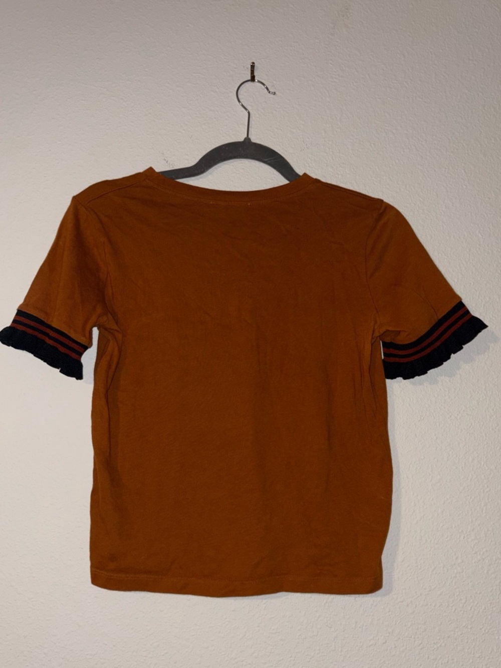 Zara Burnt Orange Short Sleeve Ruffle Cuff Tee - Picture 4 of 4